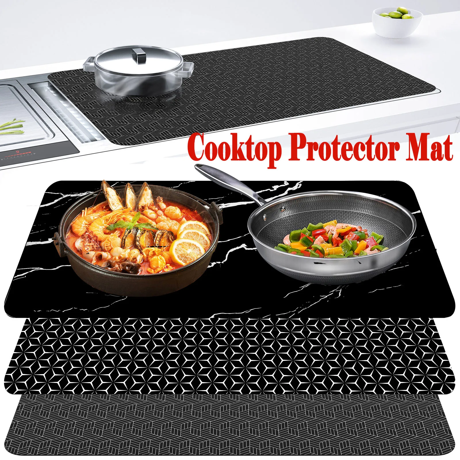 Induction Cooktop Mat Silicone Induction Cooker Covers Anti-Scratch Cooktop Mat 30.8×20.5Inch Kitchen Counter Protect Mat