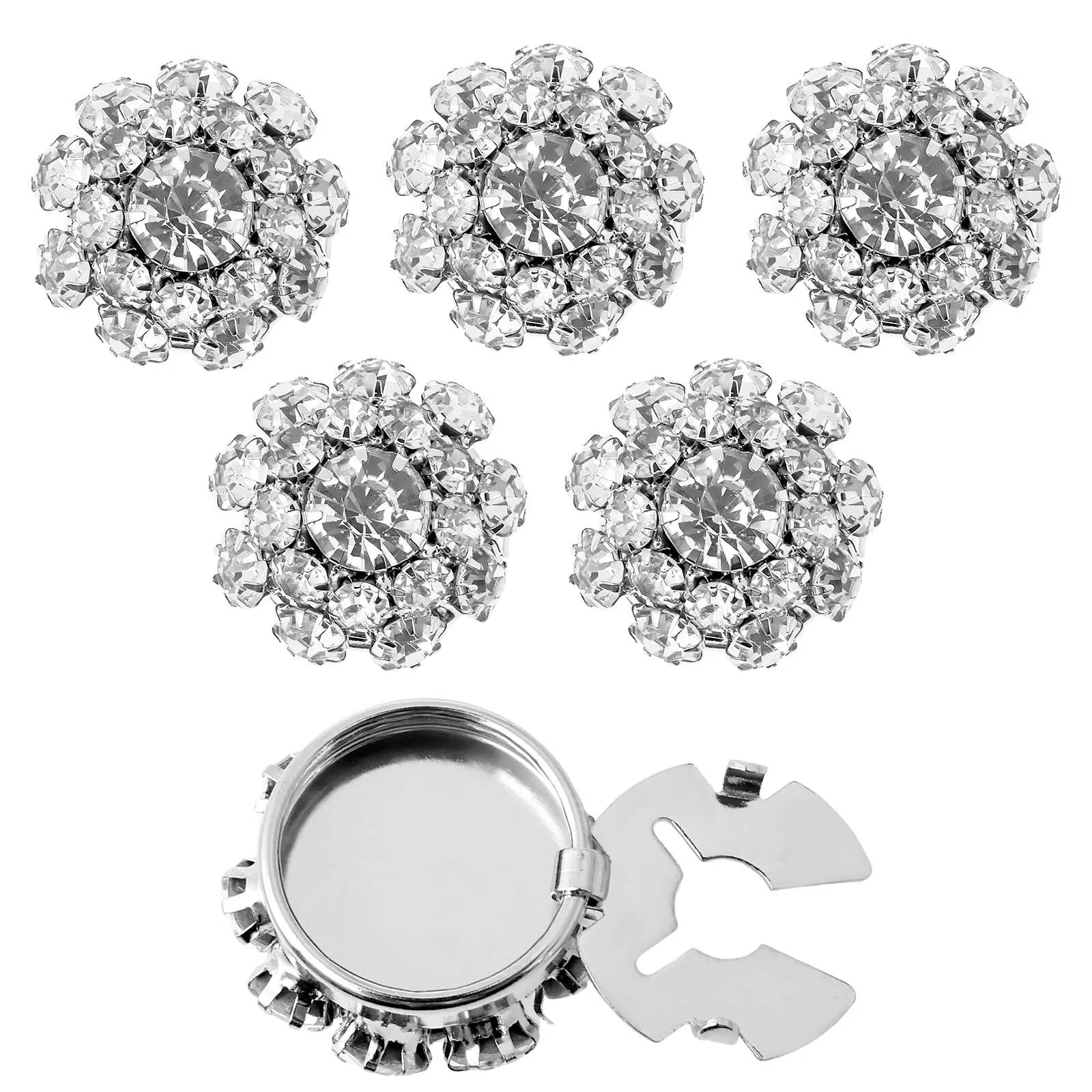 6Pcs Rhinestone Button Cover Decorative Button Cover Clip Easy to Install Shirt Accessory for Women Men Clothing Wedding Party