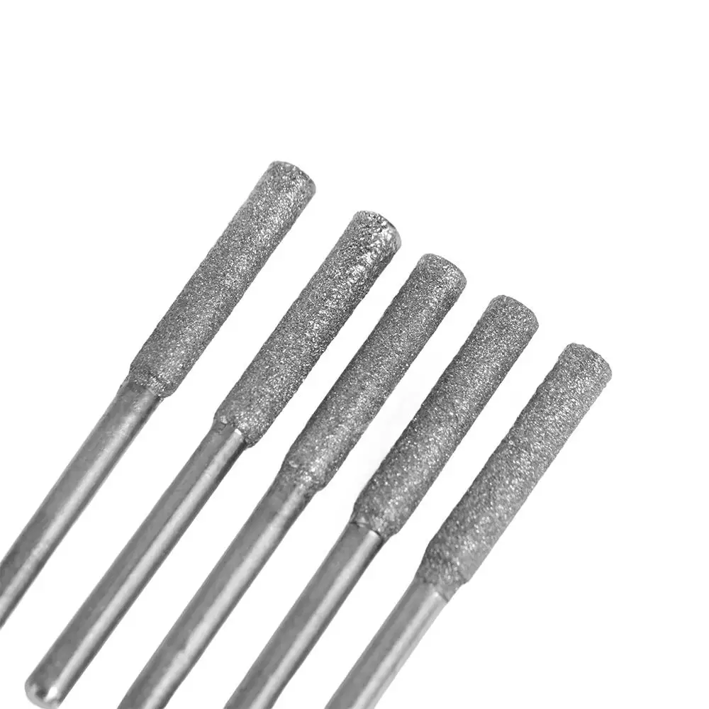 

5pcs 4/4.8/5.5mm Diamond Coated Chainsaw Sharpener Stone Cylindrical Burr Abrasive Chainsaw File Polishing Silver Saw Sharpening