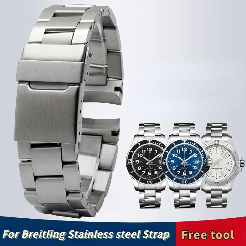 

For Breitling Superocean Avenger WatchBand Stainless Steel high Quality Deployment Clasp Strap Wrist Watch Band 22mm Bracelet