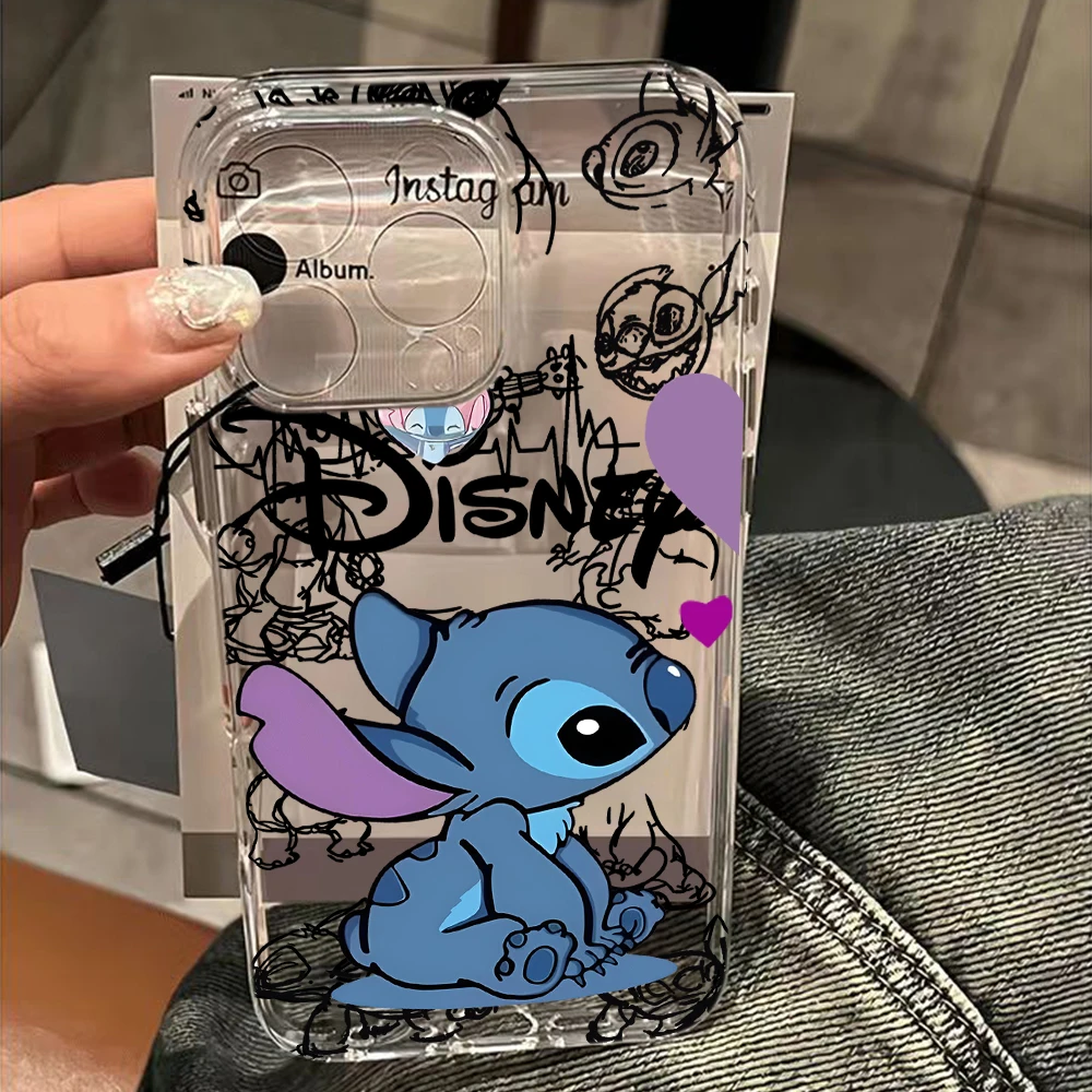 Милый мультяшный чехол для телефона S-Stitch для Oppo A6 A3X A5X A60 A2 A1 A98 A96 A78 A97 A76 A36 A55 A16 4G 5G Pro, прозрачная задняя крышка из ТПУ
