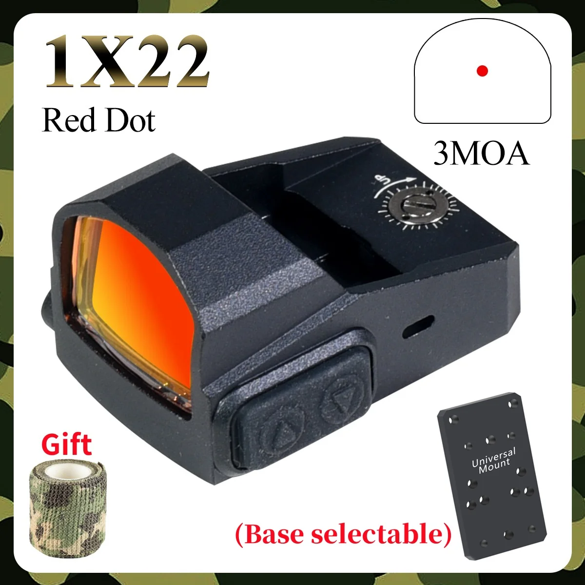 1x22 3MOA Red Dot Sight Tactical Swampfox Kingslayer Reflex Red Dot Sight Scope Hunting Pistol Handgun RMR Footprint Dot Sight