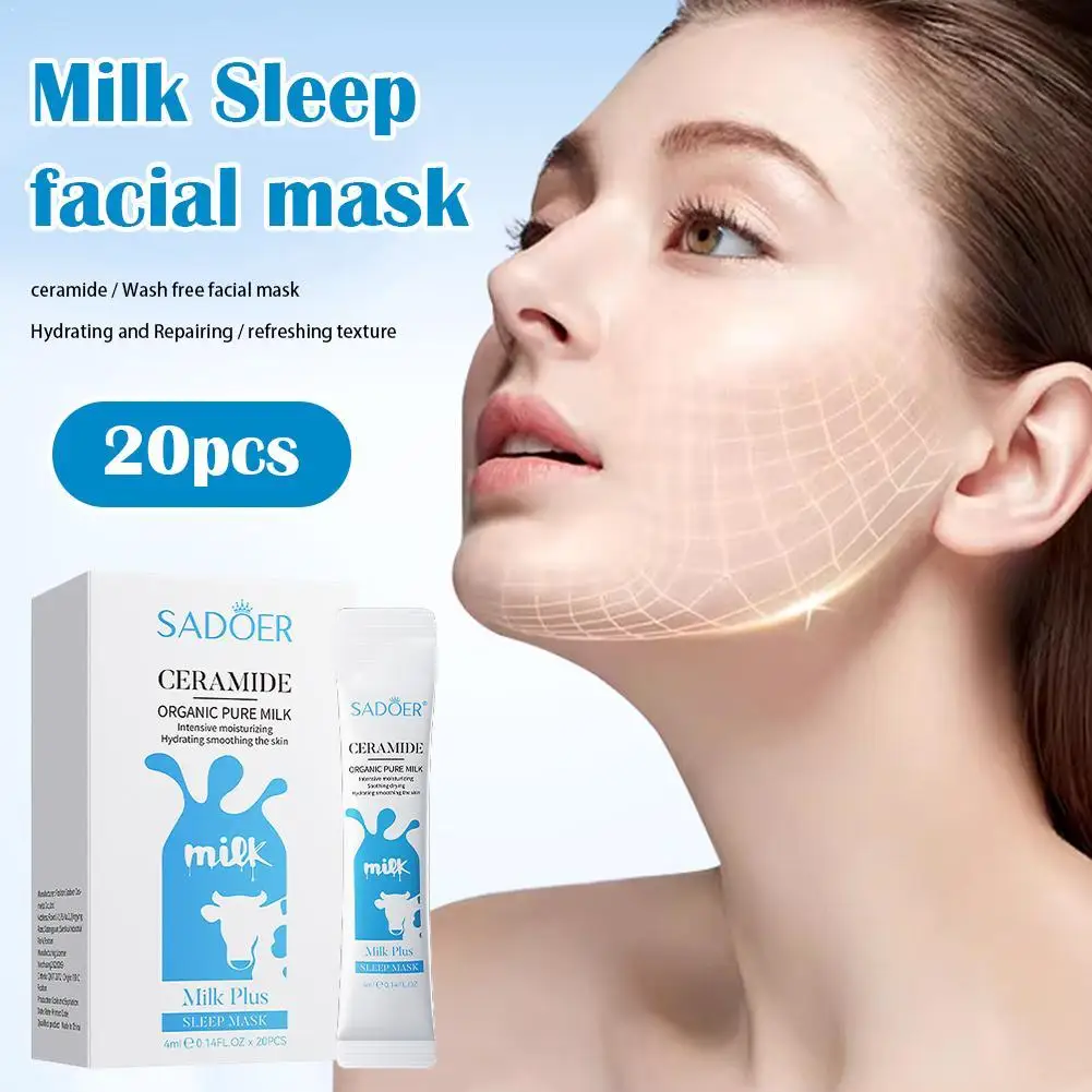 

SADOER Ceramide Milk Sleep Mask Moisturizing & Soothing Night Facial Masks Oil Control Gentle Exfoliation & Hydration Smoothness