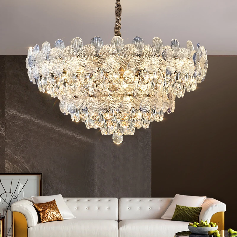 

Light Luxury Crystal Gold High Quality Chandelier Living Room Lamp Creative Atmosphere Restaurant Bedroomlamp New Style Lighting