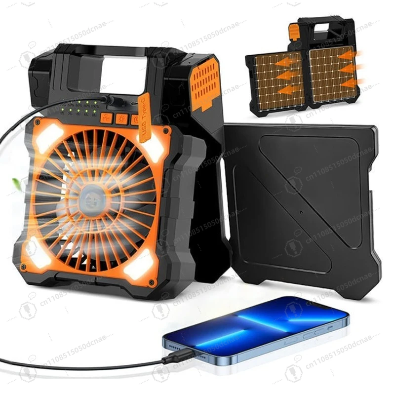 

Солнечный вентилятор для улицы, портативный вентилятор для кемпинга с USB-зарядкой, мощный, с таймером, для рыбалки, кемпинга и палаток