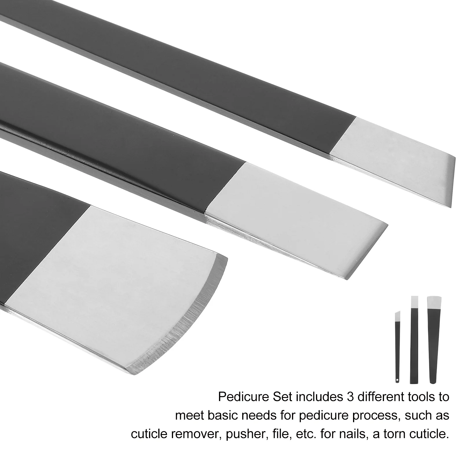 ชุดอุปกรณ์ทำเล็บเท้าแบบมืออาชีพ 3 ชิ้น ชุดเครื่องมือดูแลเล็บโลหะ สำหรับใช้ที่บ้านและเดินทาง พร้อมที่ตัดหนังกำพร้า ที่ดันหนังกำพร้า ของขวัญชุดทำเล็บเท้า