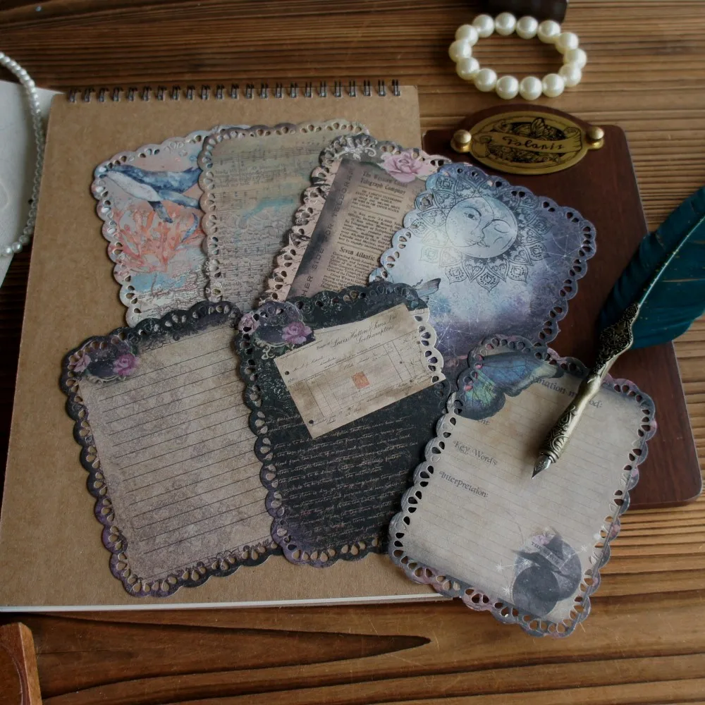 

20 Sheet Hollow Border Old Paper Print Photo Design Paper Gift Tag Gift Decoration Scrapbooking DIY Background Paper