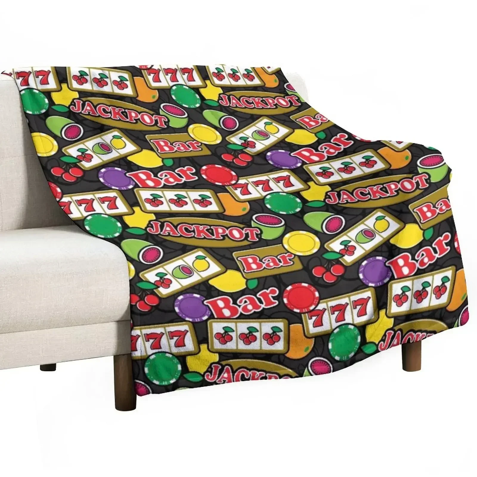 

Casino Jackpot Lucky Slot Machine Fruit Slots Pattern Throw Blanket for winter Decorative Sofa Blankets