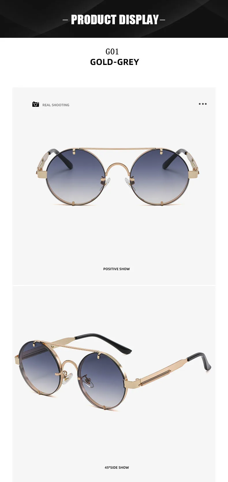 Runde Steampunk Sonnenbrille Für Männer Modische Punk Sonnenbrille Frauen Trendy Vintage Mode Gläser Retro Gafas De Sol Hombre – Detail 9