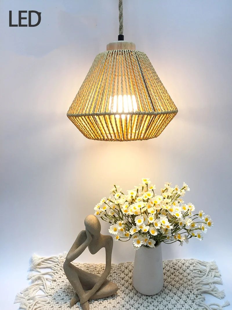 New Chinese style hemp rope woven pendant light restaurant, hotel restaurant, hot pot restaurant, commercial catering restaurant