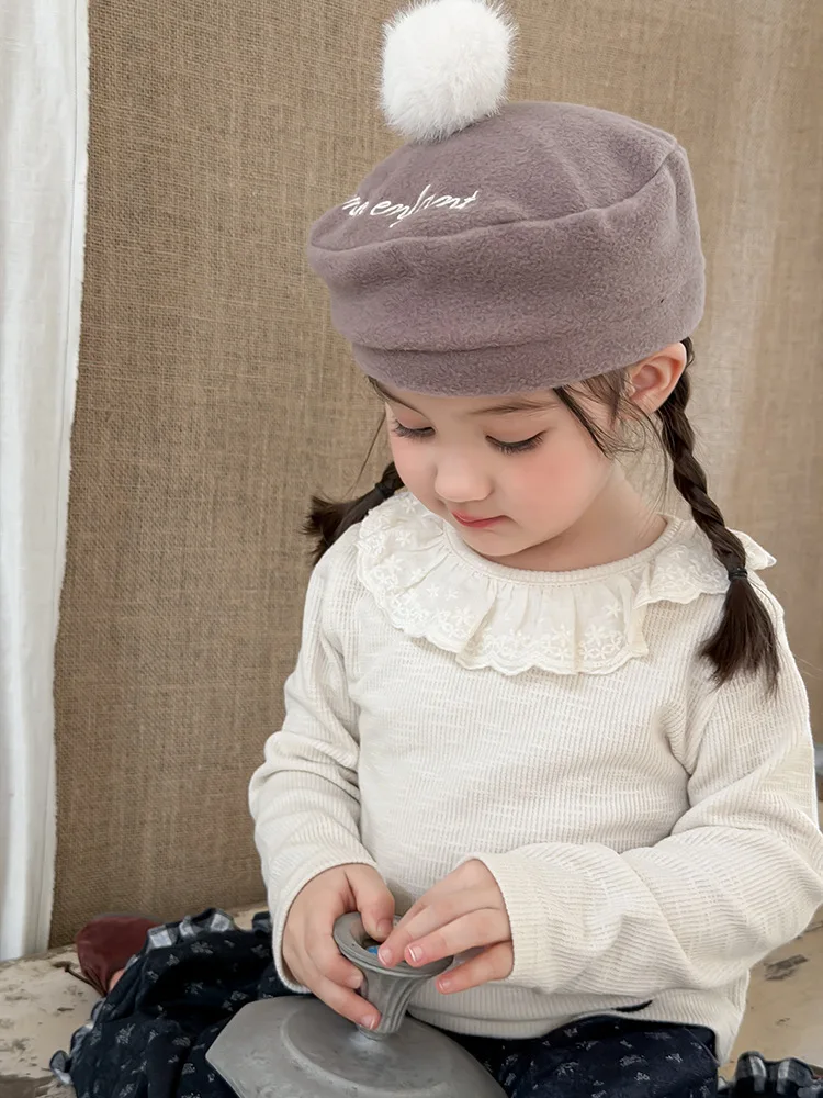 Children's Hollowed Out Lace Fungus Lace Collar Base Shirt with Texture Long Sleeved Women's Treasure Inner Top 2