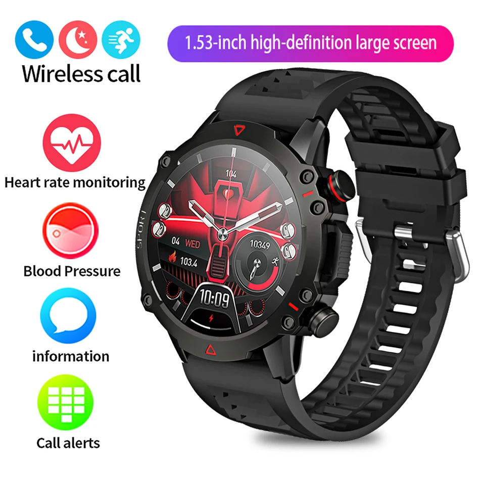 

1.53 Inch HD Bluetooth Call Smart Watch Men Sports Fitness Tracker Heart Monitor IP67 Waterproof Smartwatch For Men Android+IOS