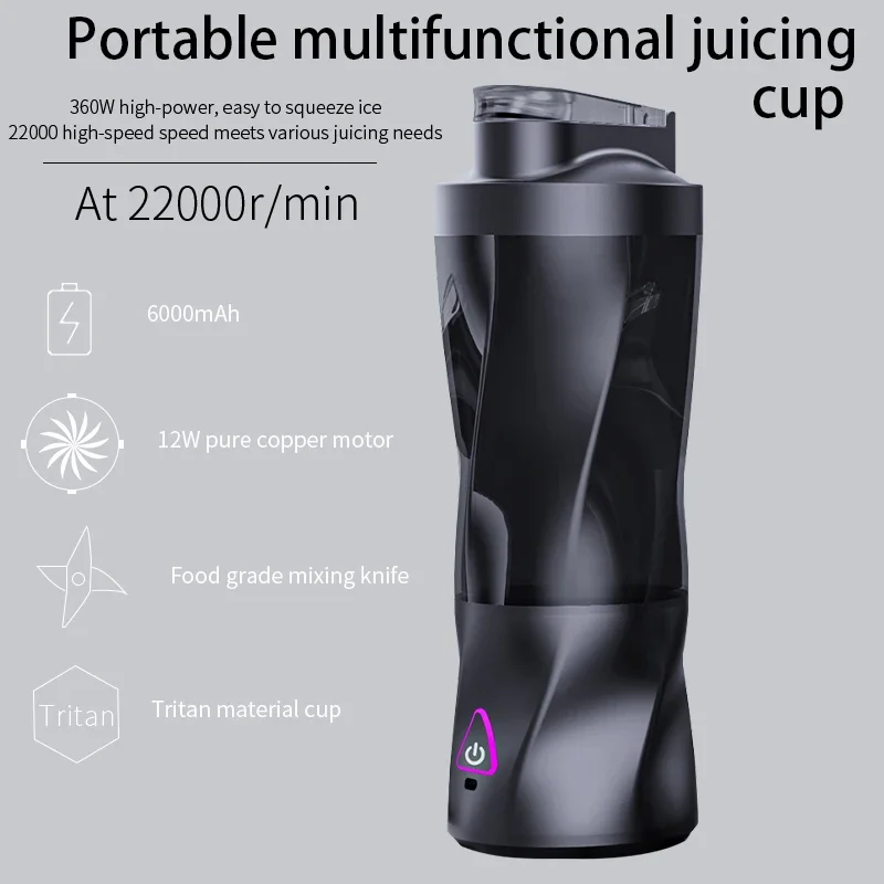 700ml Portable Blender for Shakes and Smoothies Personal Size BPA Free Rechargeable Juicer Cup 360W Powerful Blend for Kitchen