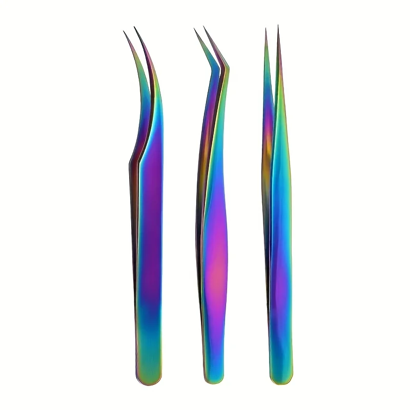 High Precision Eyelash Tweezers Set Stainless Steel Colored Lash Tweezer for Flawless Application & Brow Grooming Christmas Gift