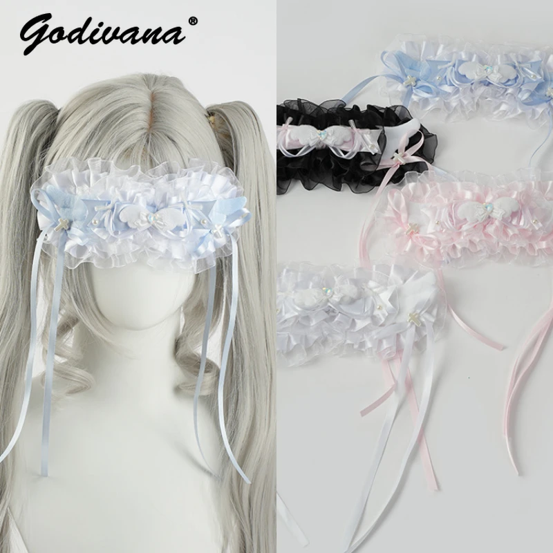 Water Color Angel Girls Hair Accessories Mine Series Eye Mask Barrettes Integral Clip Bow Ribbon Hairpin Women Hair Clips