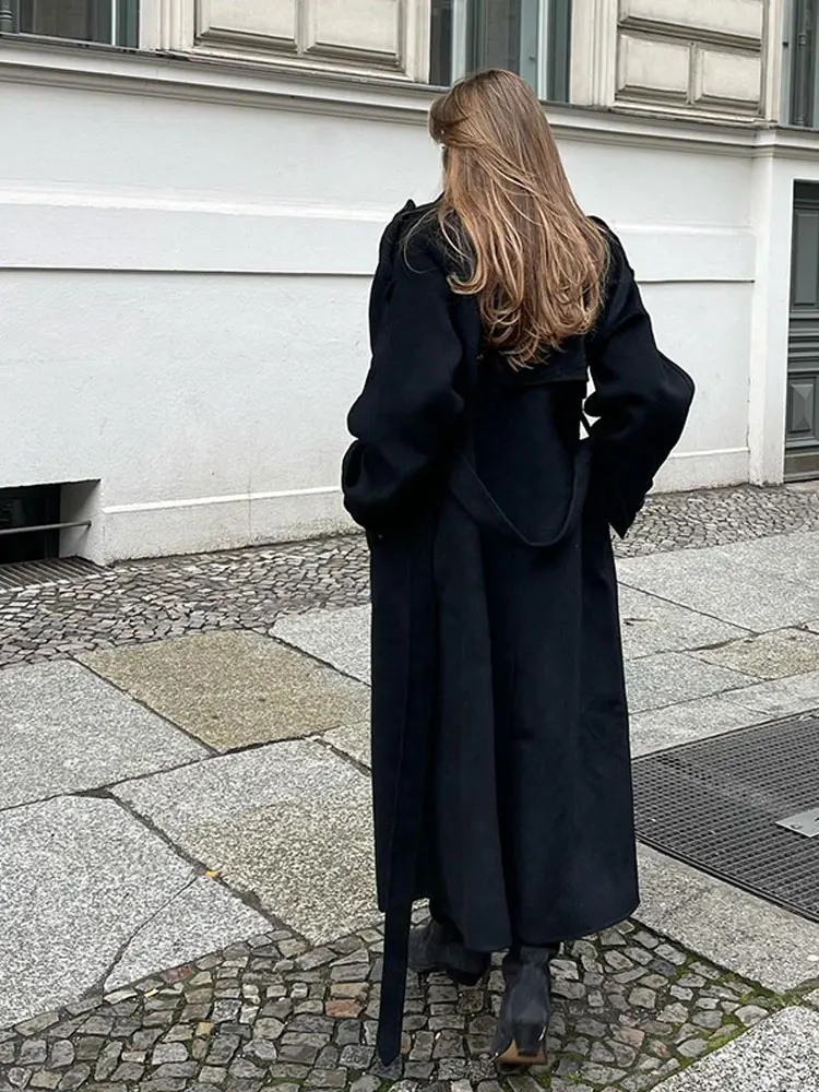 2024 moda donna manica lunga cappotto doppiopetto Casual collo con risvolto giacca corta in misto lana donna elegante capispalla da strada