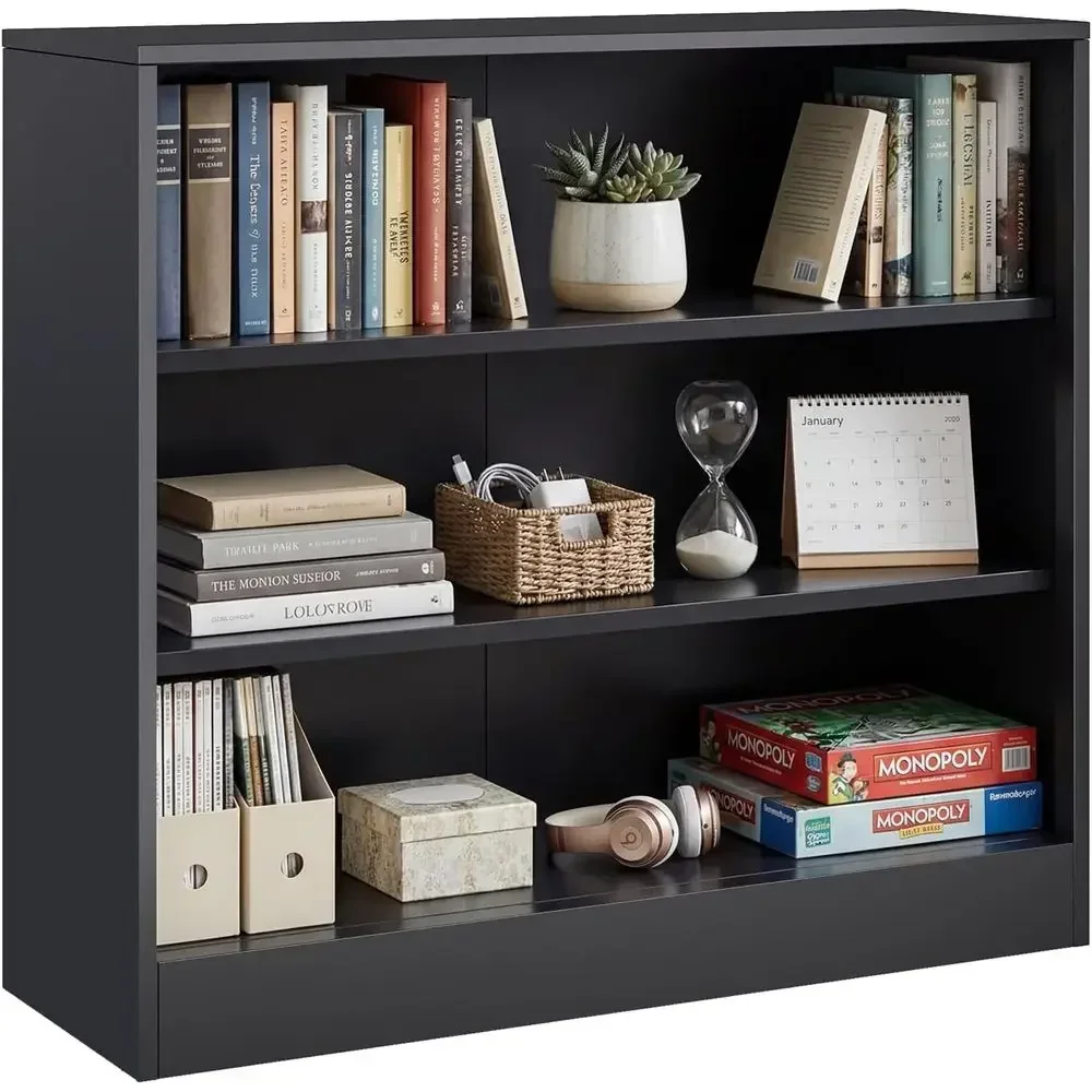 3-Tier Adjustable Shelf Bookcase, Compact Storage Cabinet for Home, Office, Living Room, Classroom