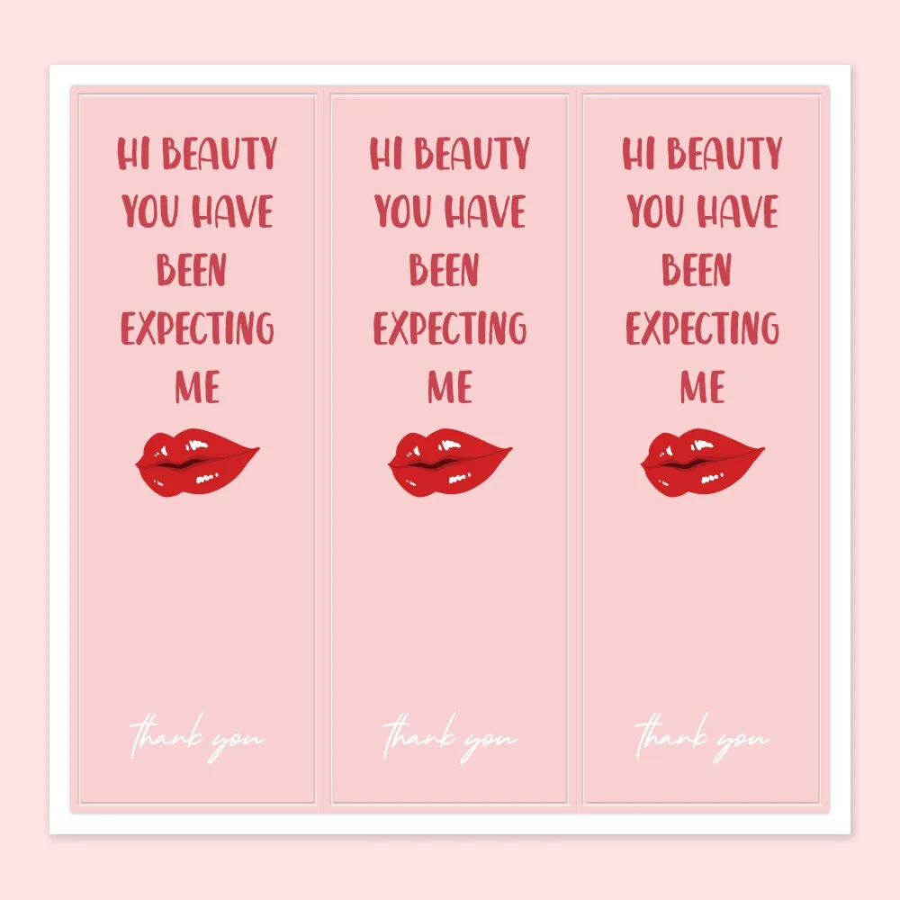 30-60Pcs Pink Red Lips Rectangle Stickers Labels For Gift Decorative Package Wrapping Gift Box Tags Party Small Business 3*9cm