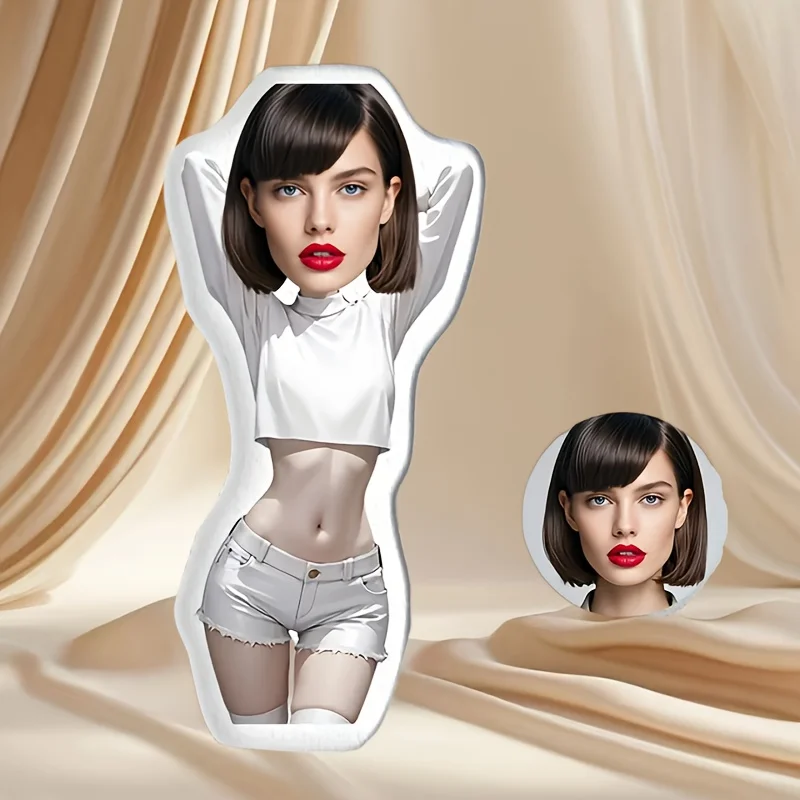 Custom Model Beauty Pillow, Personalized Face And Body Pattern Combination, Personalized Design Double-Sided Digital Printing, H