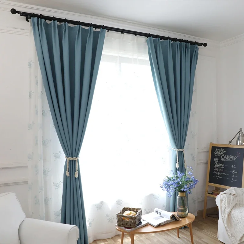 Cortinas de algodón y lino engrosadas personalizadas, tela Jacquard de grano oscuro, color gris oscuro, partición opaca para dormitorio, sala de estar, ventana francesa