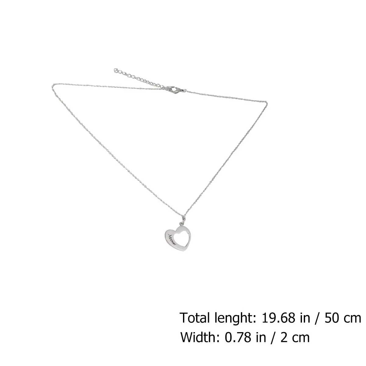 2Pcs Stainless Steel Heart Pendant Necklace Lightweight Durable English Sentence Design Gift for Daughter Women Men Festival
