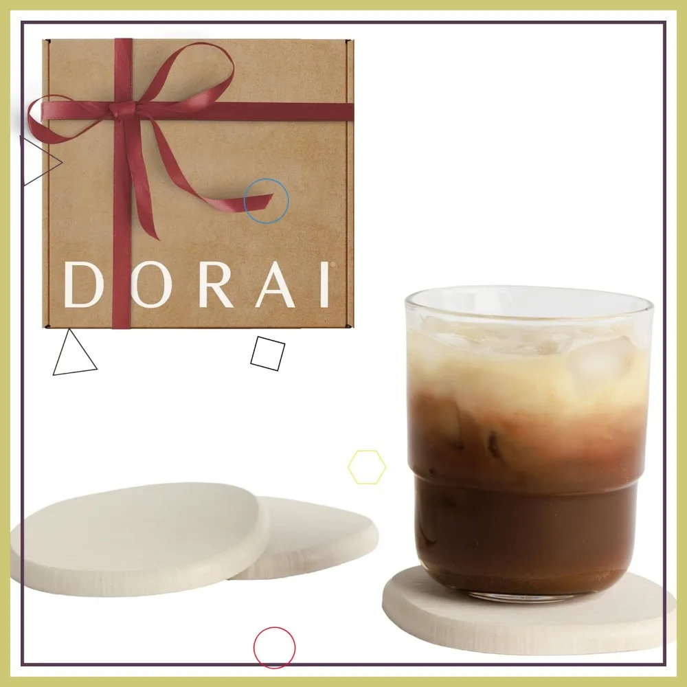 

4-Pack Absorbent Diatomite Coasters for Instant Drying, Modern Sandstone Design, Home & Kitchen Decor