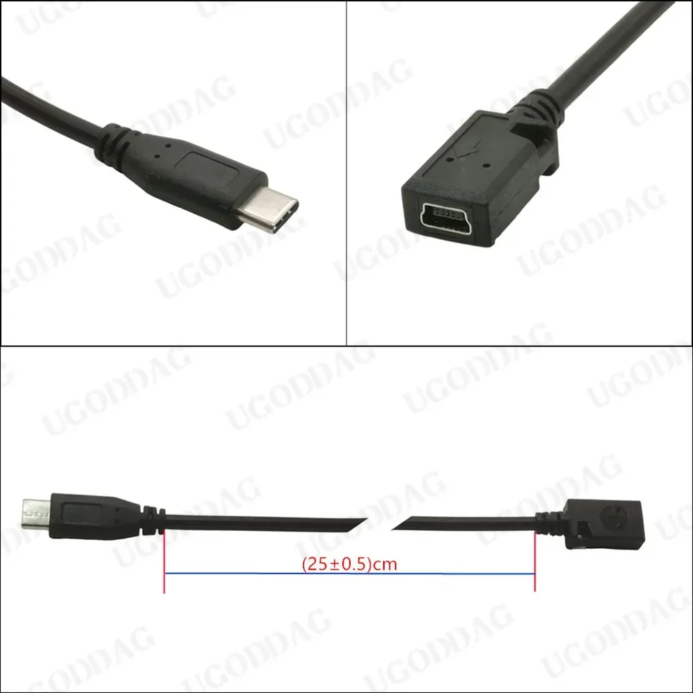 Type C Male to Mini USB Female Quick Charging Cable Charger Data Transfer Cable For Computer Synchronization Data Transmission