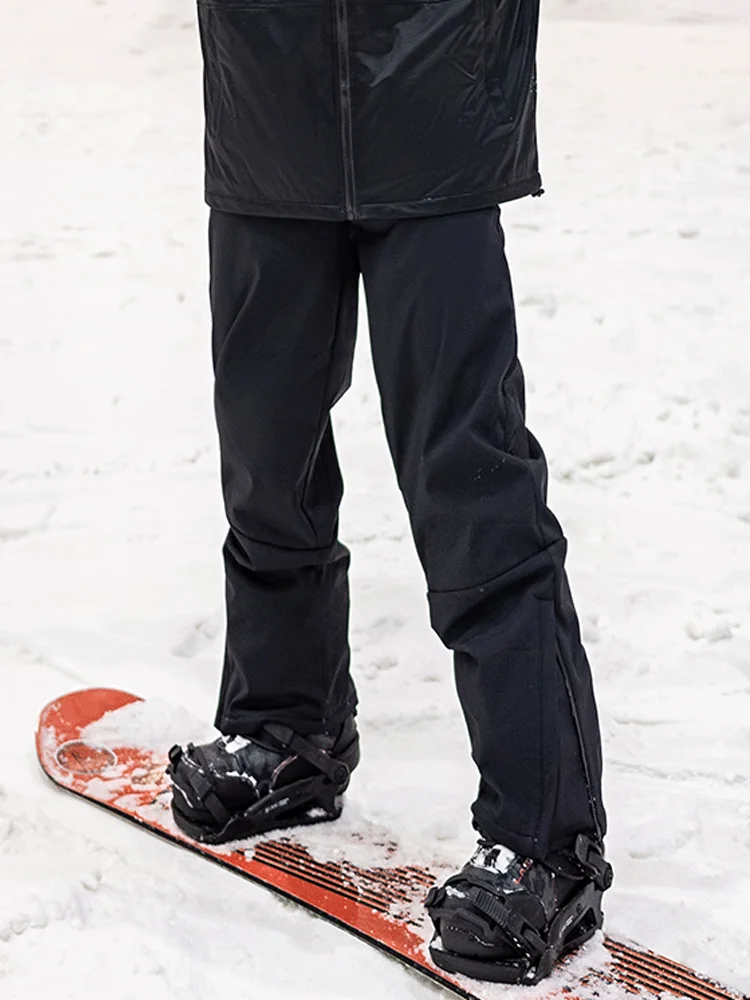 Winter Thickened Fleece Lined Ski Pants Men's Waterproof Cold Resistant Snow Mountain Skiing Trousers mid Waist American Casu...