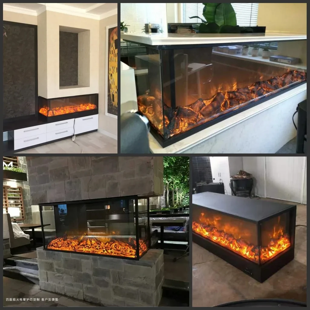 3 sides view fire front ,back and side or front ,left and right sides electric fireplace with remote control YX560TB