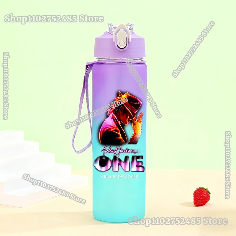 Der König des Pop: Michael Jackson MJ Farbverlauf Mattierte Wasserflasche Große Kapazität Tragbare Trinkflasche Studenten Outdoor Plastikbecher Geschenk
