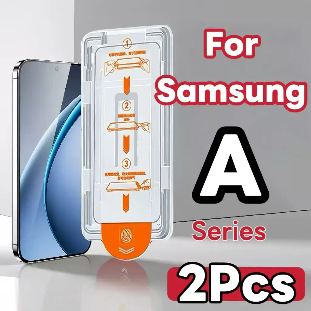 2 Stück Displayschutzfolie aus gehärtetem Glas für Galaxy A55 A56 A36 A25 A15 A35 A26 A16 A54 5G, Blaulichtfilter, vollständiger Schutz