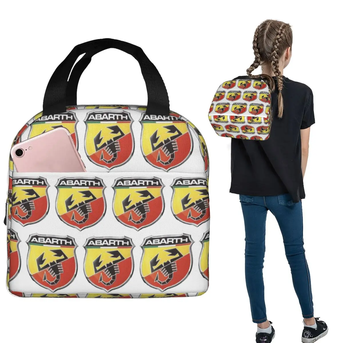 

Abarth C Cool Print Insulated Lunch Bag for Women Kids Leakproof Food Boxes Thermal Lunch Box Tote