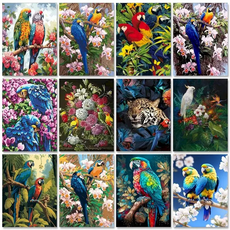 

GATYZTORY 60x75cm Frame Painting By Numbers For Adults Parrot Picture By Numbers Animals Acrylic Paint On Canvas Home Decors