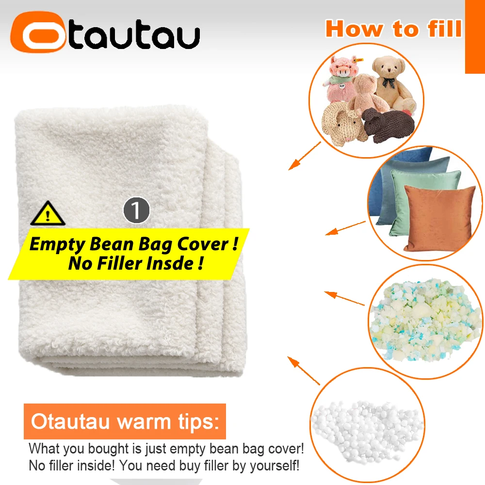 OTAUTAU Children Small Soft Faux Fleece Bean Bag Cover Bear Pouf Beanbag Cover SF637【No Filler!Please Buy Filler Yourself!】 view 2