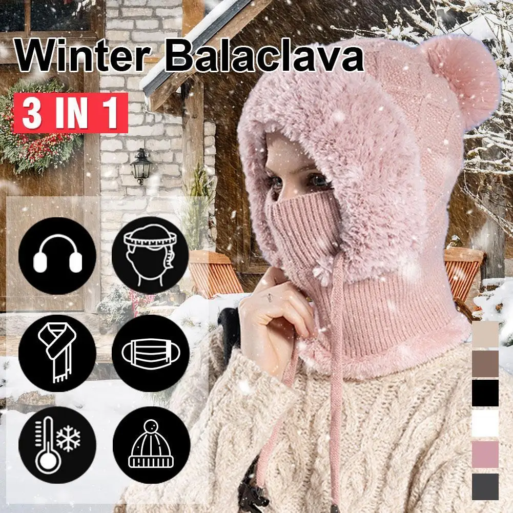 1pc Windproof Wool Ski Mask, Adjustable Elastic Winter Hat Scarf, Warm and Foldable, Suitable for Skiing and Outdoor Activities