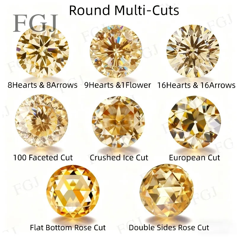 

Различные огранки, круглый муассанит, шампанское VVS1, свободные бусины из драгоценных камней, отличная огранка для обручального кольца, ожерелья, ювелирных изделий, дизайн «сделай сам»