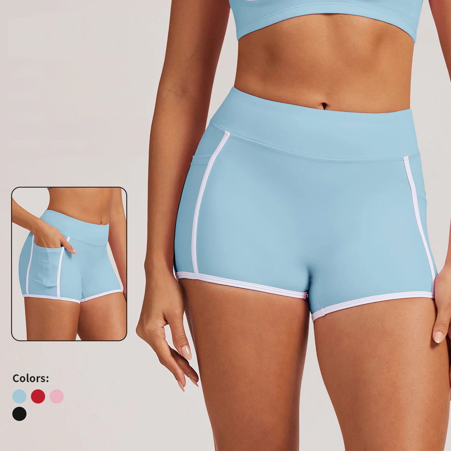 

‌Naked Feel Compression Shorts, Yoga & Running Workout Shorts - Contrast Color Design, Non-Slip Waistband Gym Wear