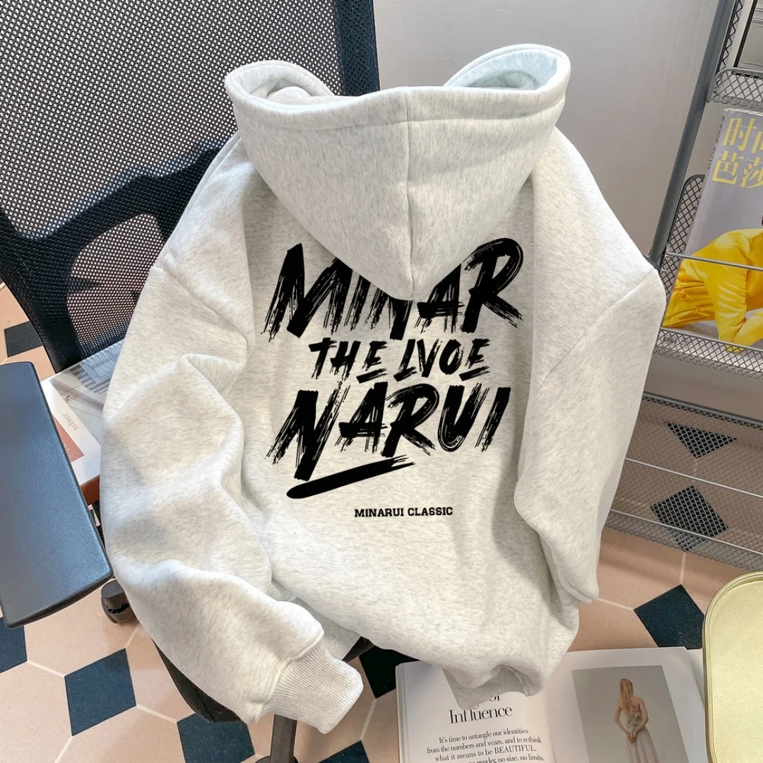 Bluza z kapturem z grafiką amerykańskich liter, czysta bawełna, luksusowa marka niszowa, modna, uniwersalna bluza Y2K dla kobiet i mężczyzn, idealna na wiosnę i jesień.