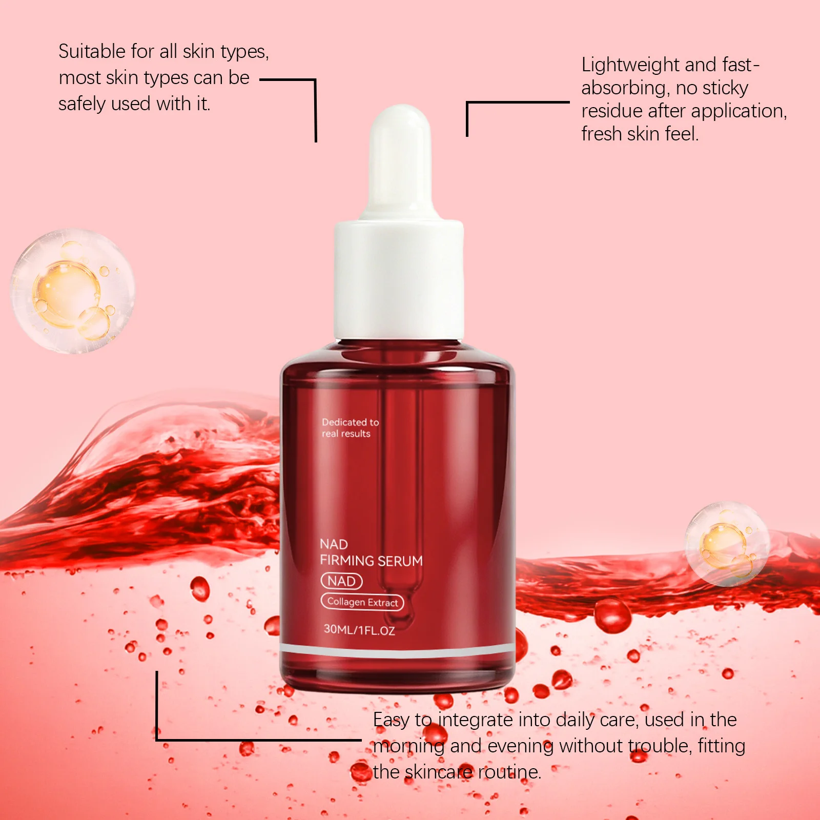 NAD+ Firming Serum With Collagen Peptide Reduce Wrinkle & Fine Lines Boost Skin Elasticity Facial Care Serum For All Skin Types