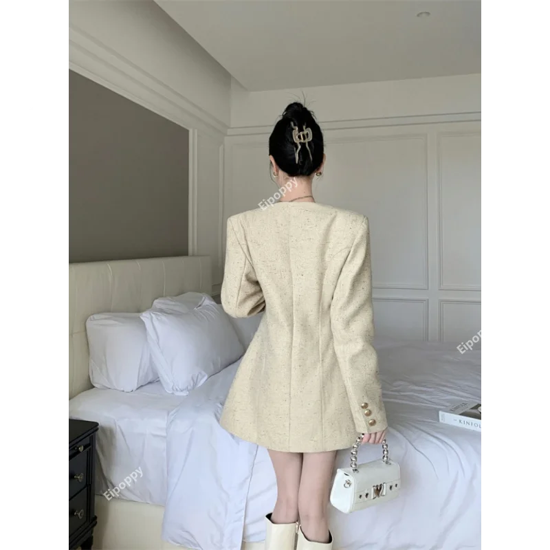 2024 New Small Fragrance Tweed Fashion Ladies Set Chic O Neck Jacket + vita alta A Line Slim Skirt Set coreano A due pezzi