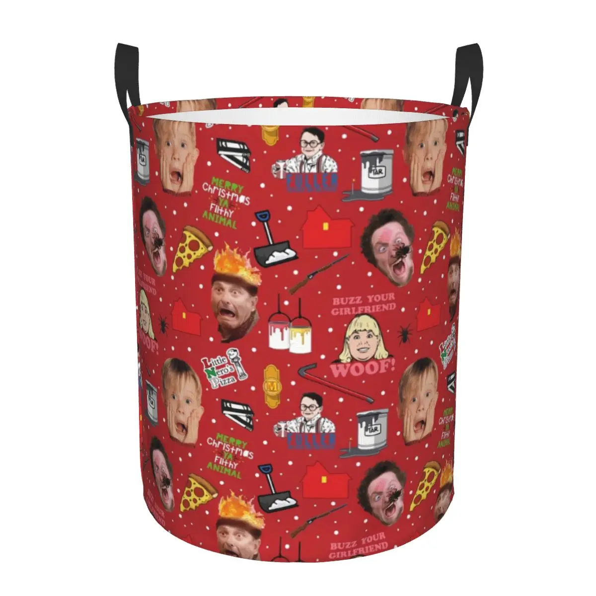 Custom Home Alone Cartoon Christmas Comedy Film Laundry Basket Collapsible Clothes Hamper for Baby Kids Toys Storage Bin