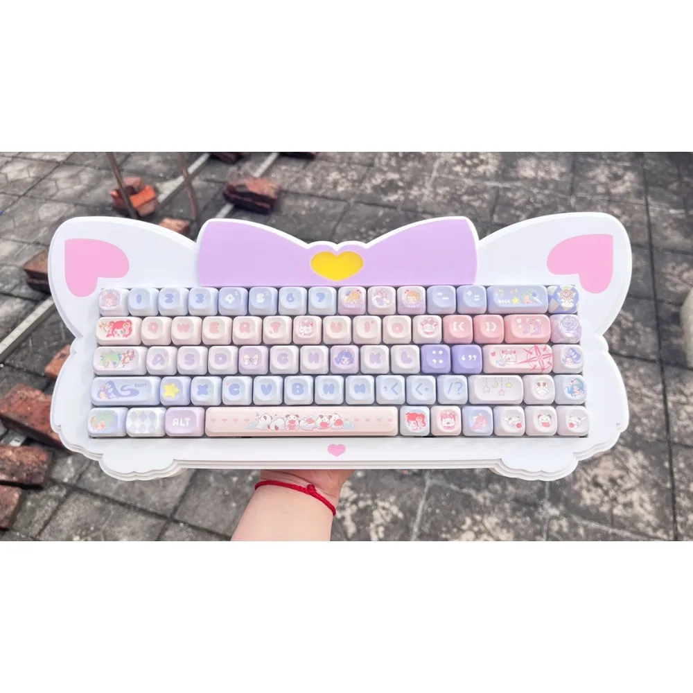 Acrylic Cat Mechanical Keyboard Kit  Stacking Three Modes Wired Bluetooth 2.4G 68-keys RGB Hot Swap Sandblasting Pad Keyboard