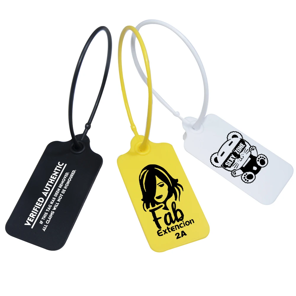 100Pcs Custom Business Clothing Hang Tags Personalized Plastic Security Seal Print Garment Shoes Clothes Bag Logo Label 220mm