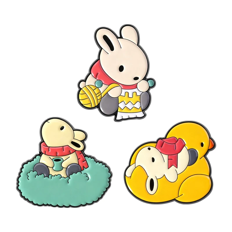 Уютная игра для отдыха, брошь в виде кролика Цуки, эмалированные булавки, мультяшные милые Цуки, вязаные поплавковые броши, значок на лацкане, ювелирное изделие, подарок для друга