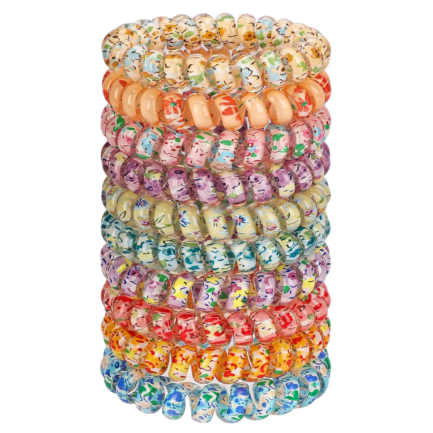 

Spiral Hair Ties, 10-Pack Elastic Cute Coil Bands, No-Damage Accessory for Women and Children with Thick or Thinning Hair