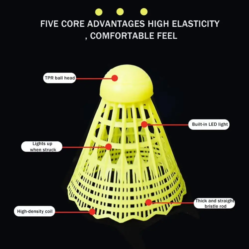 Bádminton con luz LED, pelotas de bádminton luminosas y coloridas, pelotas de iluminación, volantes de iluminación ligeros, juego al aire libre