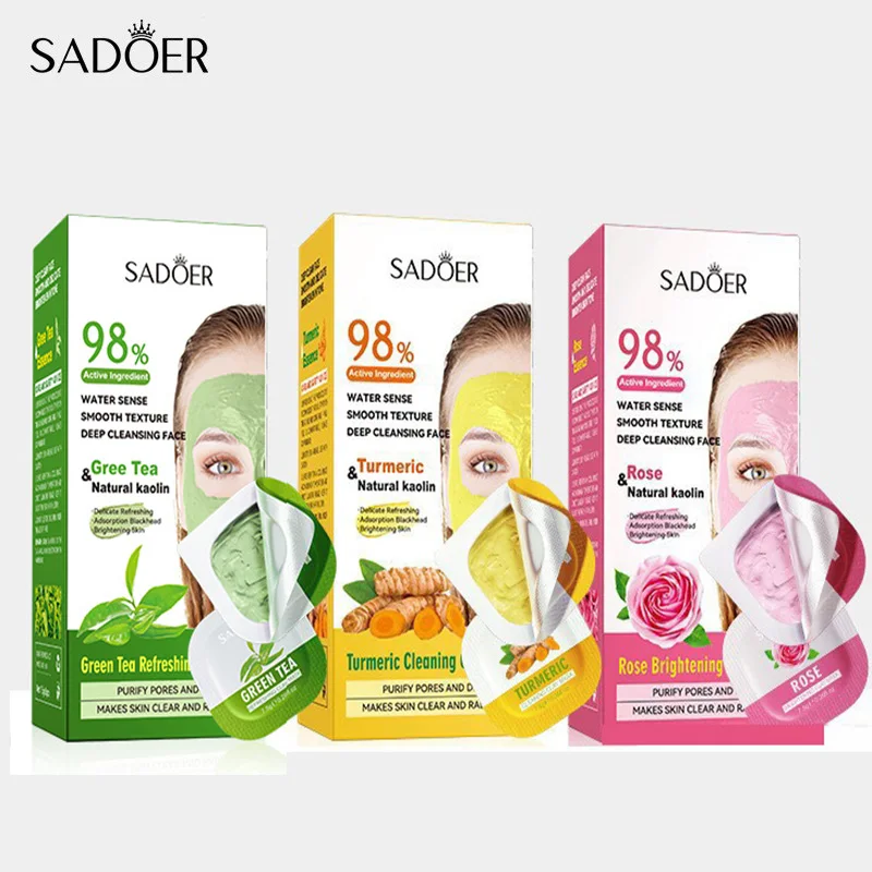 24pcs Matcha Rose Turmeric Mud Face Masks Clay Mask Deep Cleaning Blackhead Remove Moisturizing Oil Control Cream Mask Skin Care