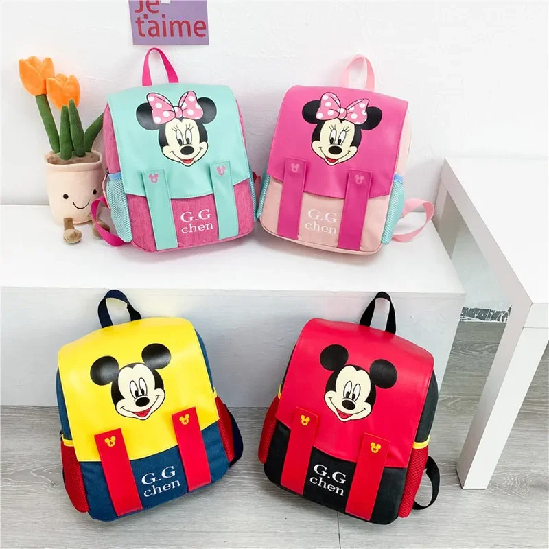 

Disney Mickey Minnie'S New Children'S Bag Cute Contrast Backpack Kindergarten Tutoring Class Small Backpack Lightweight Weight