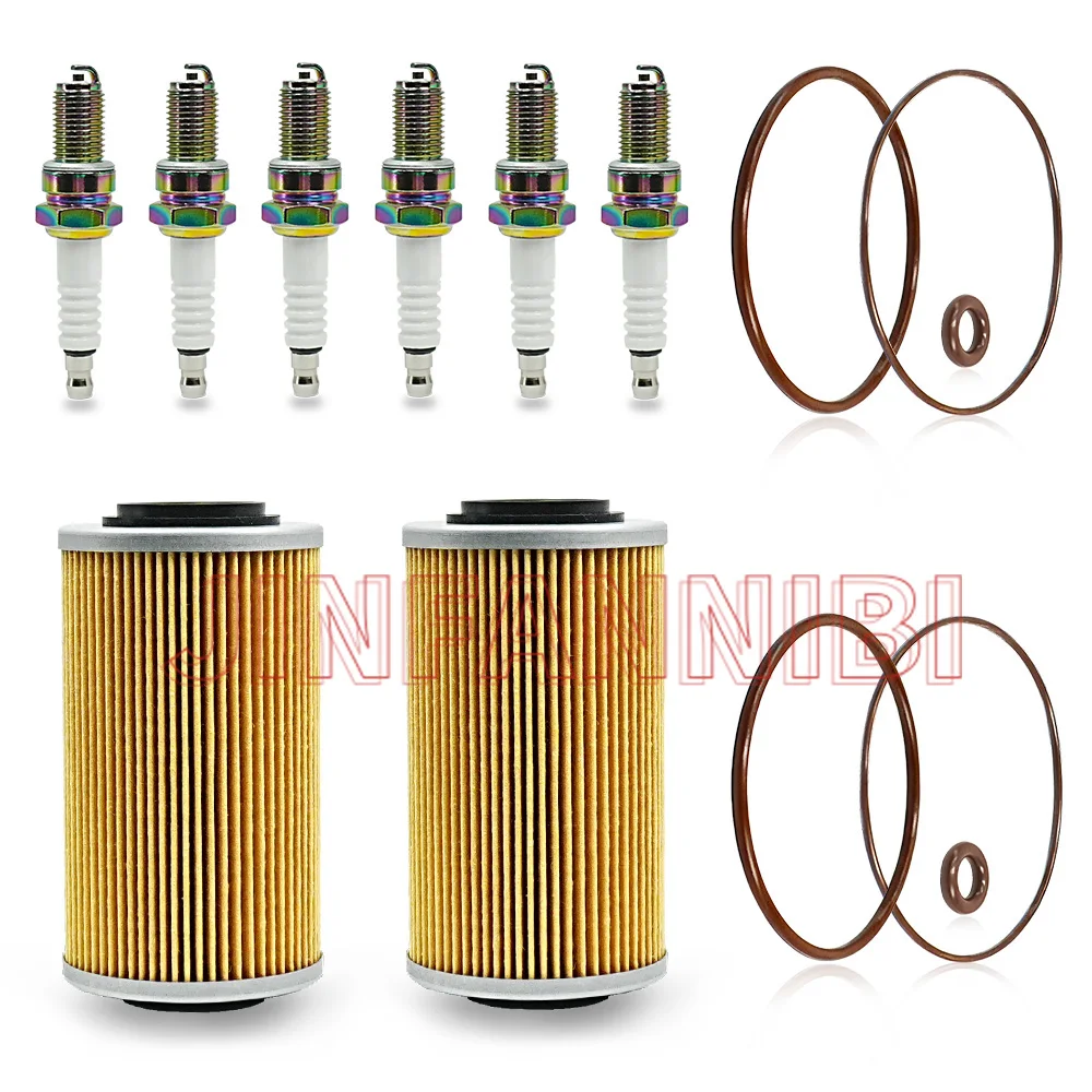 2 × طقم استبدال فلتر الزيت مع شمعة الإشعال لـ Sea-Doo GTX 155/215/230/255/260