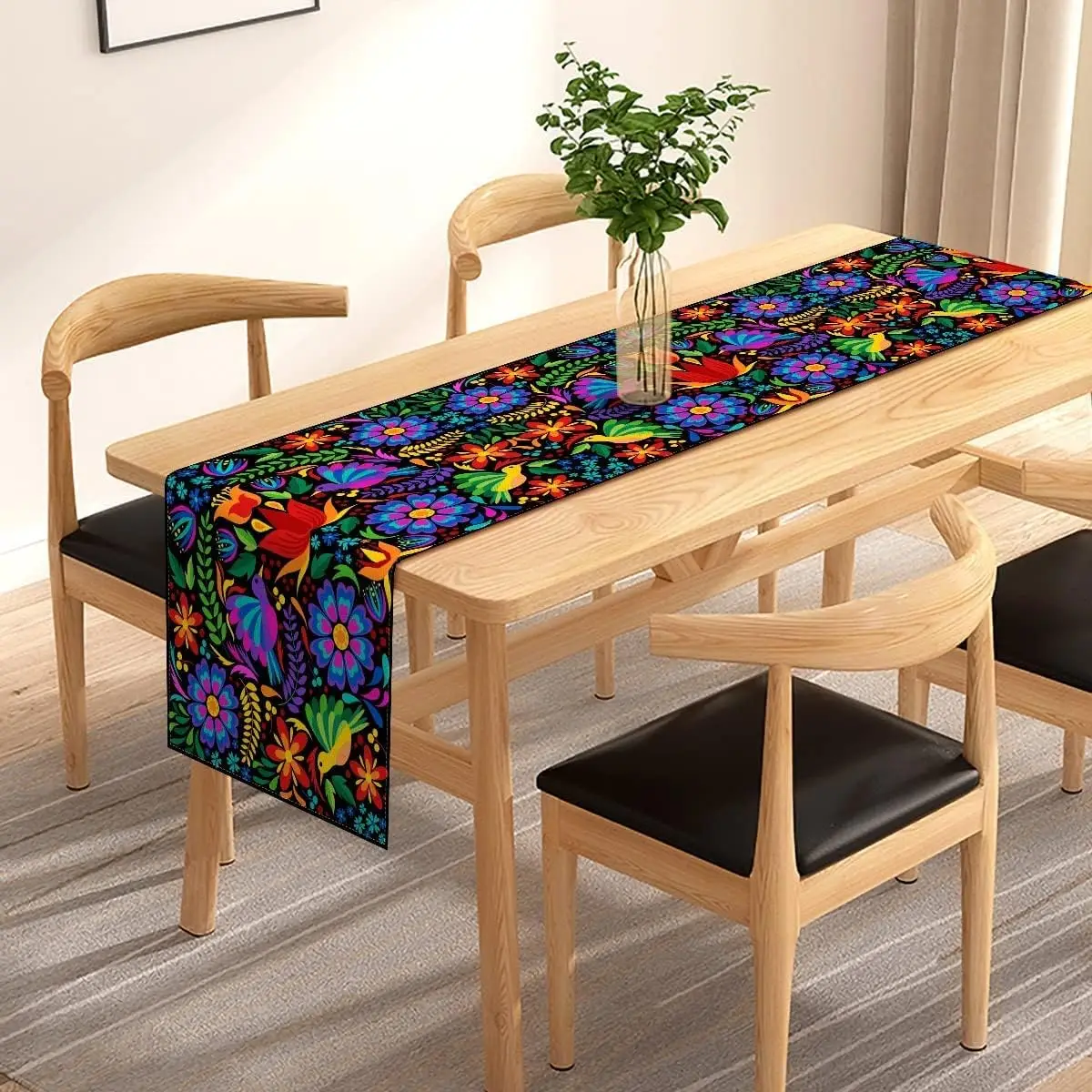 Day of The Dead Mexican Fiesta Linen Table Runners Holiday Party Decorations Durable Kitchen Dining Table Runners Party Supplies